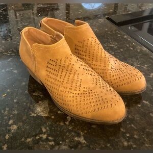 Women's Tan Perforated Ankle Booties